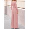 imagePRETTYGARDEN Matching Sets Women Clothing 2025 Fall Fashion Travel 2 Piece Lounge Sets Long Sleeve Crop Top Wide Leg PantsPink