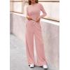 imagePRETTYGARDEN Matching Sets Women Clothing 2025 Fall Fashion Travel 2 Piece Lounge Sets Long Sleeve Crop Top Wide Leg PantsPink