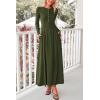 imagePRETTYGARDEN Maxi Dresses for Women 2025 Fall Casual Long Sleeve Button Fit and Flare Long Flowy Going Out DressArmy Green