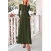 imagePRETTYGARDEN Maxi Dresses for Women 2025 Fall Casual Long Sleeve Button Fit and Flare Long Flowy Going Out DressArmy Green