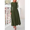 imagePRETTYGARDEN Maxi Dresses for Women 2025 Fall Casual Long Sleeve Button Fit and Flare Long Flowy Going Out DressArmy Green
