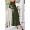 imagePRETTYGARDEN Maxi Dresses for Women 2025 Fall Casual Long Sleeve Button Fit and Flare Long Flowy Going Out DressArmy Green