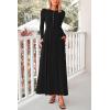 imagePRETTYGARDEN Maxi Dresses for Women 2025 Fall Casual Long Sleeve Button Fit and Flare Long Flowy Going Out DressBlack