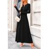 imagePRETTYGARDEN Maxi Dresses for Women 2025 Fall Casual Long Sleeve Button Fit and Flare Long Flowy Going Out DressBlack