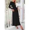 imagePRETTYGARDEN Maxi Dresses for Women 2025 Fall Casual Long Sleeve Button Fit and Flare Long Flowy Going Out DressBlack