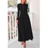imagePRETTYGARDEN Maxi Dresses for Women 2025 Fall Casual Long Sleeve Button Fit and Flare Long Flowy Going Out DressBlack