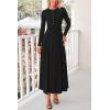 imagePRETTYGARDEN Maxi Dresses for Women 2025 Fall Casual Long Sleeve Button Fit and Flare Long Flowy Going Out DressBlack