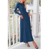 imagePRETTYGARDEN Maxi Dresses for Women 2025 Fall Casual Long Sleeve Button Fit and Flare Long Flowy Going Out DressDark Blue