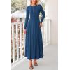 imagePRETTYGARDEN Maxi Dresses for Women 2025 Fall Casual Long Sleeve Button Fit and Flare Long Flowy Going Out DressDark Blue