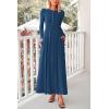 imagePRETTYGARDEN Maxi Dresses for Women 2025 Fall Casual Long Sleeve Button Fit and Flare Long Flowy Going Out DressDark Blue
