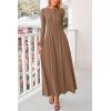imagePRETTYGARDEN Maxi Dresses for Women 2025 Fall Casual Long Sleeve Button Fit and Flare Long Flowy Going Out DressDark Khaki