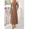 imagePRETTYGARDEN Maxi Dresses for Women 2025 Fall Casual Long Sleeve Button Fit and Flare Long Flowy Going Out DressDark Khaki