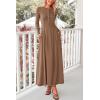 imagePRETTYGARDEN Maxi Dresses for Women 2025 Fall Casual Long Sleeve Button Fit and Flare Long Flowy Going Out DressDark Khaki
