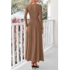 imagePRETTYGARDEN Maxi Dresses for Women 2025 Fall Casual Long Sleeve Button Fit and Flare Long Flowy Going Out DressDark Khaki