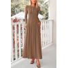 imagePRETTYGARDEN Maxi Dresses for Women 2025 Fall Casual Long Sleeve Button Fit and Flare Long Flowy Going Out DressDark Khaki