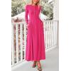 imagePRETTYGARDEN Maxi Dresses for Women 2025 Fall Casual Long Sleeve Button Fit and Flare Long Flowy Going Out DressRose Red
