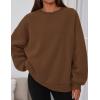 imagePRETTYGARDEN Sweatshirt for Women Oversized Crewneck Long Sleeve Pullover Fleece Top 2025 Fall Winter Fashion Outfits ClothesBrown