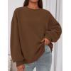 imagePRETTYGARDEN Sweatshirt for Women Oversized Crewneck Long Sleeve Pullover Fleece Top 2025 Fall Winter Fashion Outfits ClothesBrown