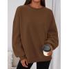 imagePRETTYGARDEN Sweatshirt for Women Oversized Crewneck Long Sleeve Pullover Fleece Top 2025 Fall Winter Fashion Outfits ClothesBrown
