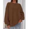 imagePRETTYGARDEN Sweatshirt for Women Oversized Crewneck Long Sleeve Pullover Fleece Top 2025 Fall Winter Fashion Outfits ClothesBrown