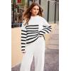 imagePRETTYGARDEN Two Piece Sets for Women 2025 Pullover Sweater High Waisted Sweatpants Tracksuit Lounge Set Fall Winter OutfitsStriped White