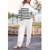 imagePRETTYGARDEN Two Piece Sets for Women 2025 Pullover Sweater High Waisted Sweatpants Tracksuit Lounge Set Fall Winter OutfitsStriped White