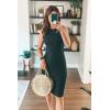 imagePRETTYGARDEN Women Bodycon Midi Dress 2025 Summer Spring Casual Vacation Sundress Fitted Sleeveless Tank DressesDark Green