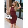 imagePRETTYGARDEN Women Bodycon Midi Dress 2025 Summer Spring Casual Vacation Sundress Fitted Sleeveless Tank DressesWine Red