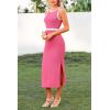 imagePRETTYGARDEN Women Bodycon Midi Dress 2025 Summer Spring Casual Vacation Sundress Fitted Sleeveless Tank DressesZpink