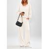 imagePRETTYGARDEN Womens 2 Piece Fall Lounge Sets 2025 Zip Up Hoodie Wide Leg Pants Tracksuit Matching Travel Outfits Clothes WhiteLarge