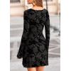 imagePRETTYGARDEN Womens 2025 Fall Fashion Floral Long Sleeve Mini Dress Mesh Bodycon Short Party Date Night Going Out DressesBlack