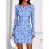 imagePRETTYGARDEN Womens 2025 Fall Fashion Floral Long Sleeve Mini Dress Mesh Bodycon Short Party Date Night Going Out DressesFloral Light Blue