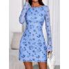 imagePRETTYGARDEN Womens 2025 Fall Fashion Floral Long Sleeve Mini Dress Mesh Bodycon Short Party Date Night Going Out DressesFloral Light Blue
