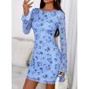 imagePRETTYGARDEN Womens 2025 Fall Fashion Floral Long Sleeve Mini Dress Mesh Bodycon Short Party Date Night Going Out DressesFloral Light Blue