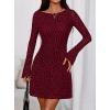 imagePRETTYGARDEN Womens 2025 Fall Fashion Floral Long Sleeve Mini Dress Mesh Bodycon Short Party Date Night Going Out DressesFloral Wine Red