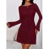 imagePRETTYGARDEN Womens 2025 Fall Fashion Floral Long Sleeve Mini Dress Mesh Bodycon Short Party Date Night Going Out DressesFloral Wine Red