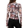 imagePRETTYGARDEN Womens 2025 Fall Mesh Floral Blouses Long Sleeve Going Out Tops Slim Fitted Shirts Date Night OutfitsFloral Black Blue