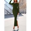 imagePRETTYGARDEN Womens 2025 Fall Sweater Dress Long Sleeve Off Shoulder Slit Maxi Bodycon Cocktail Party DressesArmy Green