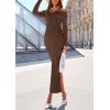 imagePRETTYGARDEN Womens 2025 Fall Sweater Dress Long Sleeve Off Shoulder Slit Maxi Bodycon Cocktail Party DressesDark Brown