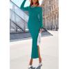imagePRETTYGARDEN Womens 2025 Fall Sweater Dress Long Sleeve Off Shoulder Slit Maxi Bodycon Cocktail Party DressesDark Cyan
