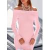 imagePRETTYGARDEN Womens 2025 Fall Sweater Dress Long Sleeve Off Shoulder Slit Maxi Bodycon Cocktail Party DressesLight Pink