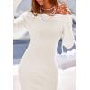 imagePRETTYGARDEN Womens 2025 Fall Sweater Dress Long Sleeve Off Shoulder Slit Maxi Bodycon Cocktail Party DressesWhite