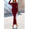 imagePRETTYGARDEN Womens 2025 Fall Sweater Dress Long Sleeve Off Shoulder Slit Maxi Bodycon Cocktail Party DressesWine Red