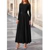 imagePRETTYGARDEN Womens 2025 Fashion Trendy Fall Long Sleeve Dresses Ruched Flowy Elegant Modest Boho Casual Beach Maxi DressBlack
