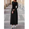 imagePRETTYGARDEN Womens 2025 Fashion Trendy Fall Long Sleeve Dresses Ruched Flowy Elegant Modest Boho Casual Beach Maxi DressBlack