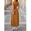 imagePRETTYGARDEN Womens 2025 Fashion Trendy Fall Long Sleeve Dresses Ruched Flowy Elegant Modest Boho Casual Beach Maxi DressBrown Yellow