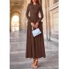 imagePRETTYGARDEN Womens 2025 Fashion Trendy Fall Long Sleeve Dresses Ruched Flowy Elegant Modest Boho Casual Beach Maxi DressCoffee