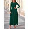 imagePRETTYGARDEN Womens 2025 Fashion Trendy Fall Long Sleeve Dresses Ruched Flowy Elegant Modest Boho Casual Beach Maxi DressDark Green