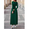 imagePRETTYGARDEN Womens 2025 Fashion Trendy Fall Long Sleeve Dresses Ruched Flowy Elegant Modest Boho Casual Beach Maxi DressDark Green