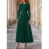 imagePRETTYGARDEN Womens 2025 Fashion Trendy Fall Long Sleeve Dresses Ruched Flowy Elegant Modest Boho Casual Beach Maxi DressDark Green
